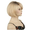 thumbnail image 5 of Lydell Short Wavy Ombre Blonde Bob Wigs with Dark Roots Shoulder Length Synthetic Wigs for Women, 5 of 9