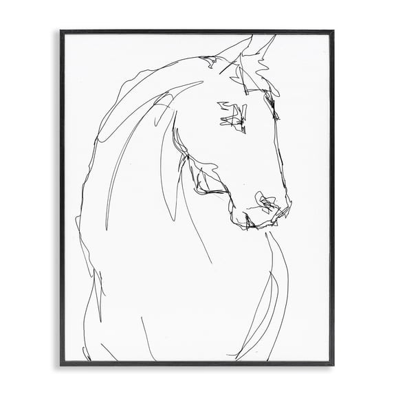Stupell Industries Mid-Century Sketched Horse Contour Black Framed Giclee Art, 11 x 14, by Lorenzo Collective