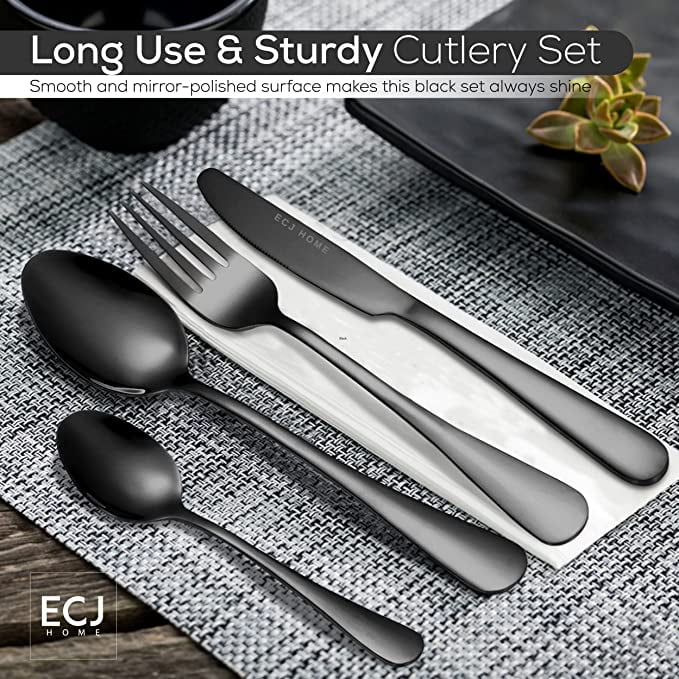 Agiferg Ensemble De Couverts 4 Pcs En Acier Inoxydable Ensemble Couteau Cuillère Et Fourchette Ensemble De Couverts Bords Lisses Poli Miroir