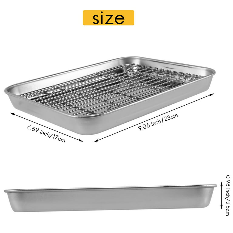 2Pcs Toaster Oven Baking Pan Set (9 inch), Joyfair Stainless Steel Small  Bakeware Tray Pans for Cookie Bacon Vegetable, Non Toxic & Healthy, Heavy