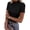 Black, variant on Short Sleeve T Shirts for Women Summer Clothes Casual Spring Tops Ruffle Mock Neck Ribbed Fitted Basic Tees