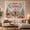 Pink Snow House, variant on Pink Holiday Village and Sign Tapestry with Coordinated Seasonal Scenes