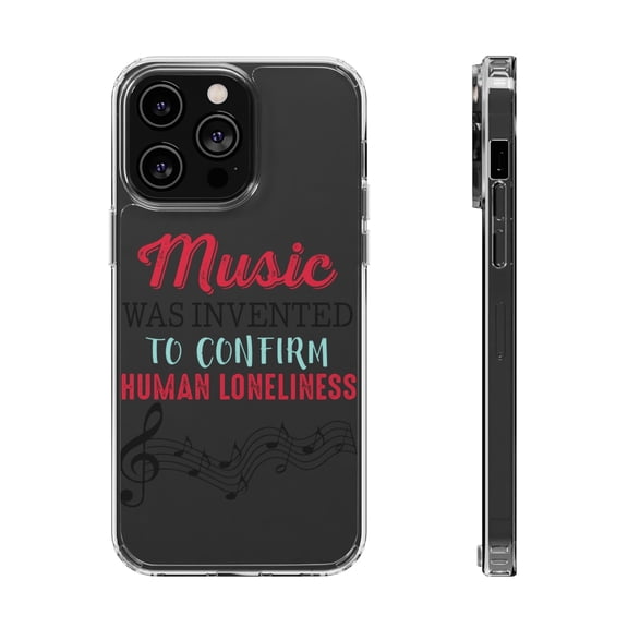 DistinctInk Clear Case for Apple iPhone 15 PRO (6.1" Screen) - Music Incented To Confirm Human Loneliness