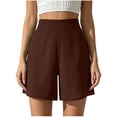 thumbnail image 2 of Oiangi Womens Chiffon Shorts High Waist Wide Leg Boxers Summer Casual Gauze Going Out Shorts Brown L, 2 of 5
