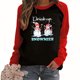 thumbnail image 2 of Camiseta de manga larga con estampado navideño informal con cuello redondo para mujer, blusa con parches, Tops a la moda Pompotops gfhjh4293, 2 of 5