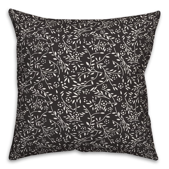 Creative Products Black Floral Pattern 18x18 Indoor / Outdoor Pillow