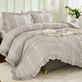 thumbnail image 2 of Juego de edredón WONGS BEDDING Seersucker King con textura gris, 2 of 8