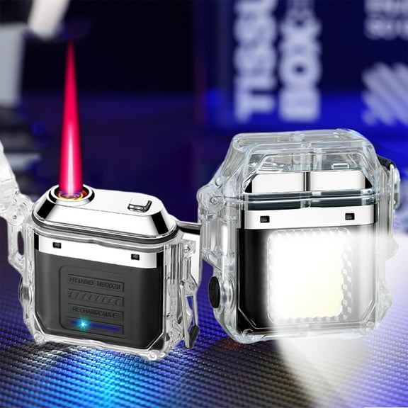 Vfedsrsge Rechargeable Lighter Flameless Windproof, Outdoor Lighters with Lighting for Camping, Hiking, Mountaining, Black