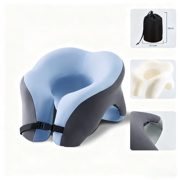 SEISSO Multifunctional Neck Pillow Nap Pillow - Clear Sky Blue, Memory Foam with Removable Cover & Storage Bag