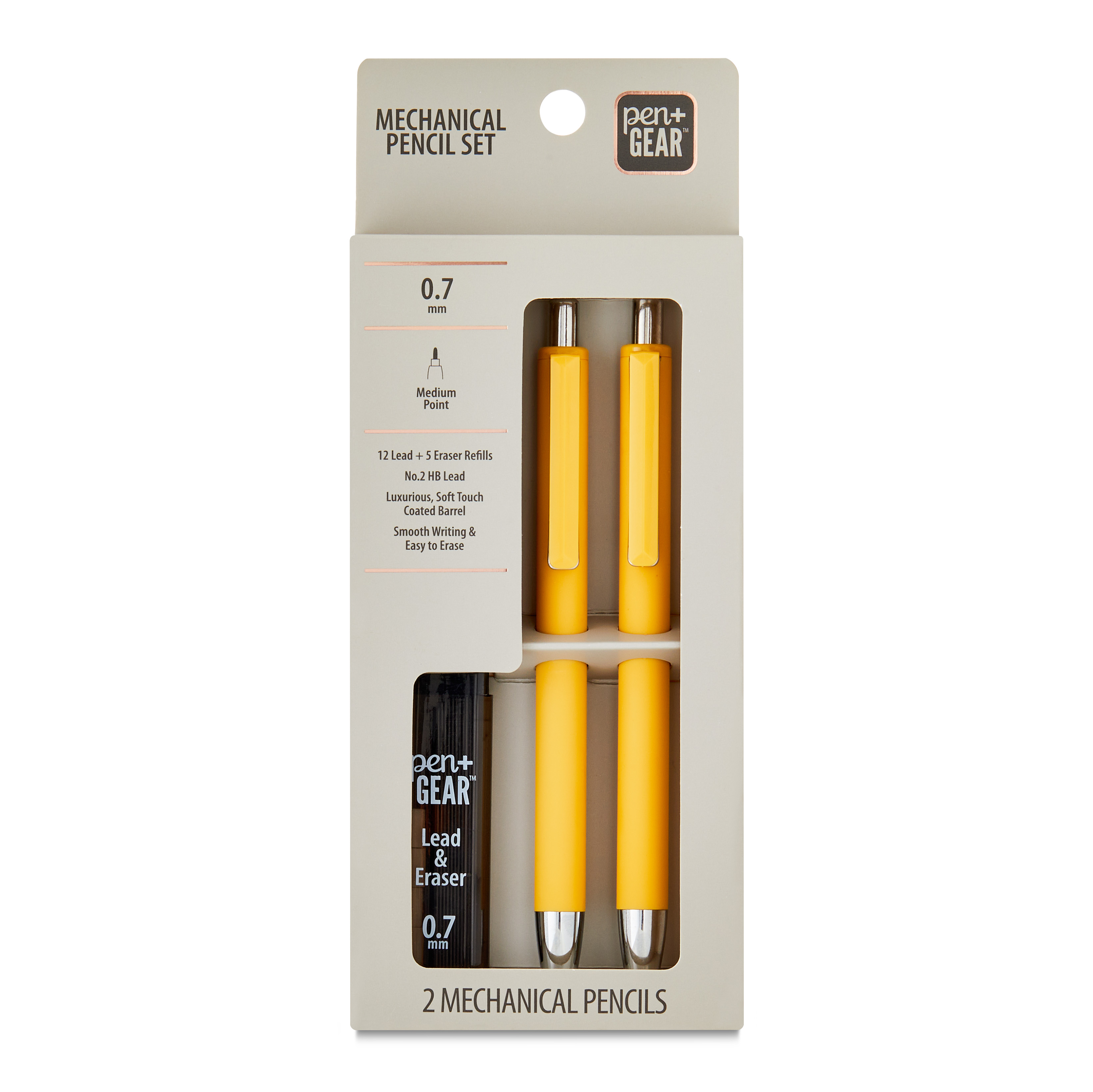Kit de lápices mecánicos Pen+Gear, 0.7 mm, 2 piezas, amarillo 3