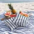 thumbnail image 3 of 2 Pack Outdoor Waterproof Throw Pillow Covers,Navy Blue Stripes Gray Line Decorative Square Pillow Case Patio Pillowcases for Chair Couch Sofa 18x18in, 3 of 9