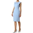thumbnail image 2 of INSPIRE CHIC Women's Sheath Dress Pleated Neck Pencil Wear-to-Work Dresses XL Light Blue, 2 of 6