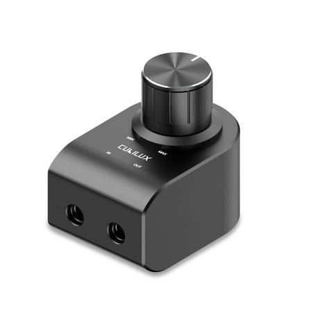 Cubilux Black 3.5mm Stereo Volume Controller, Aluminum Alloy Headphone Attenuator with Inline 1/8-inch Audio Volume Control Knob, 1  Pack