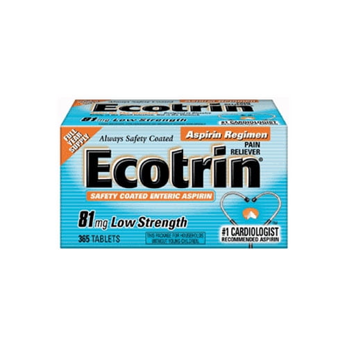 Ecotrin Safety Coated Aspirin 81 mg Low Strength Tablets 365 Ea