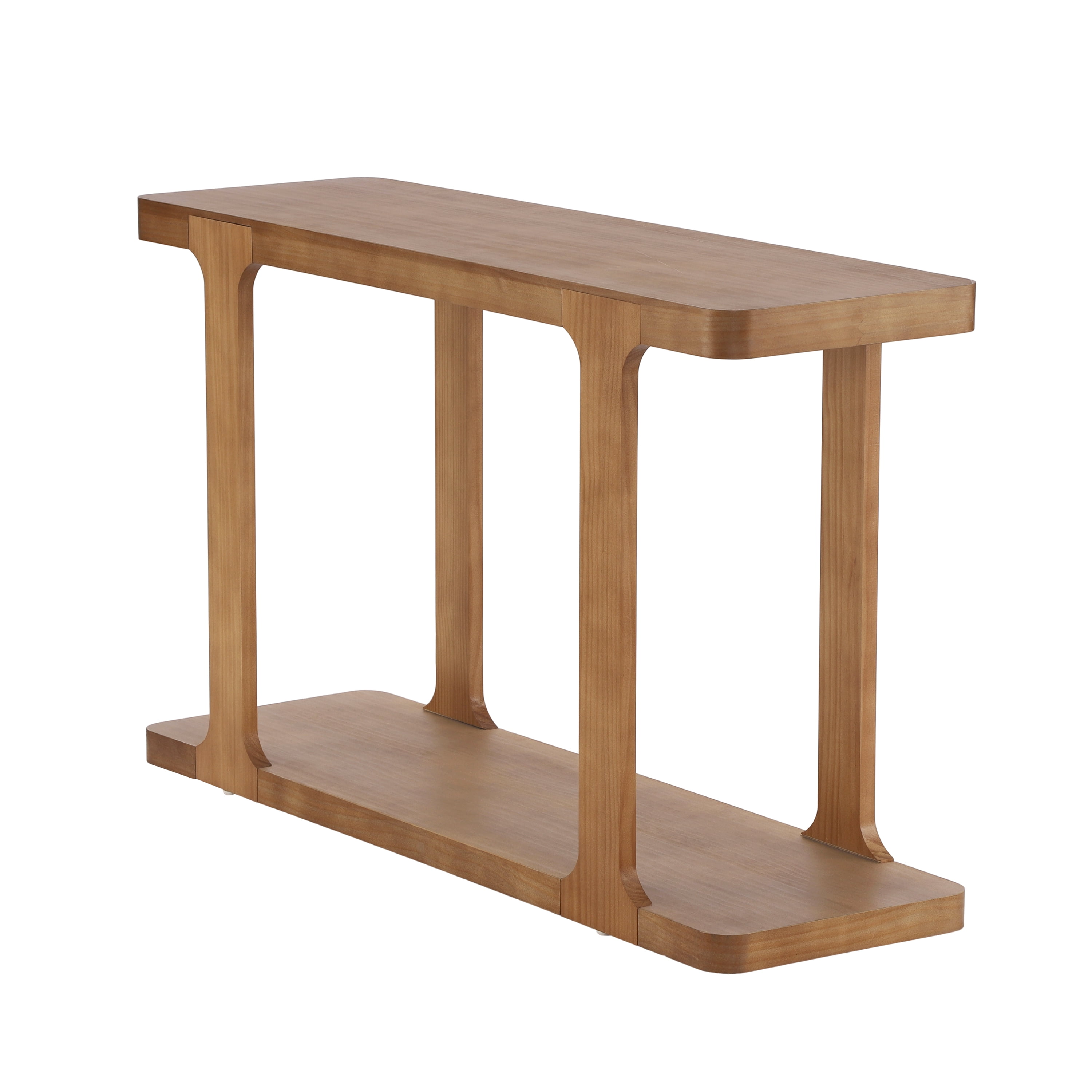Mintazer 50" Mid Century Modern Console Table, Entryway Table with U-Shaped Cutout Legs & 2 Tier Storage Shelves, Anti-Tip Sofa Table for Hallway Living Room Foyer, Natural