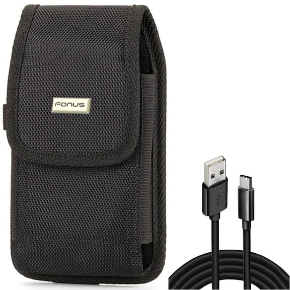10ft USB Cable   Case Belt Clip for Motorola One 5G Ace Phone - Type-C Charger Cord Power Wire and  Rugged Holster Canvas Cover Combo for Motorola One 5G Ace