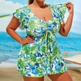 thumbnail image 2 of TSADFHJI Ladies Swimsuits Two Piece Tankini Women's Tankini Swimsuits Ruffled Flowy Tankini Tops with Boy Shorts Swimwear Two Piece Bathing Suits Xl Green, 2 of 5