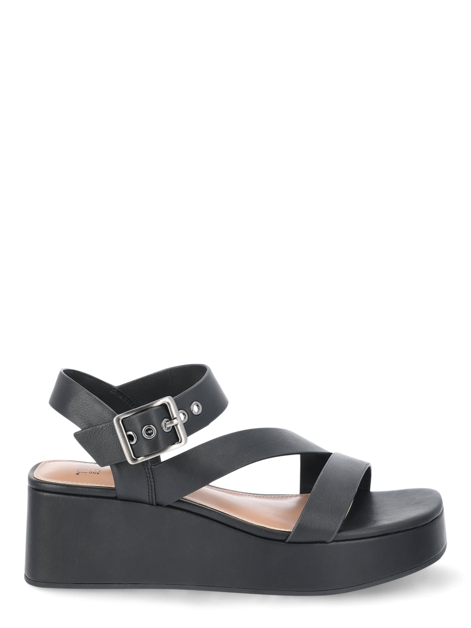 Time and Tru Women's Cross Strap Wedge Sandals, Sizes 6-11
