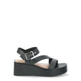 thumbnail image 2 of Time and Tru Women's Cross Strap Wedge Sandals, Sizes 6-11, 2 of 6