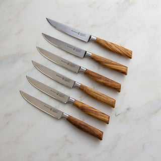 Emeril Lagasse Steak Knife Set of 8, 4.5” Stainless Steel Serrated Blades,  Premium Kitchen Steak Knife Set with Black Handles