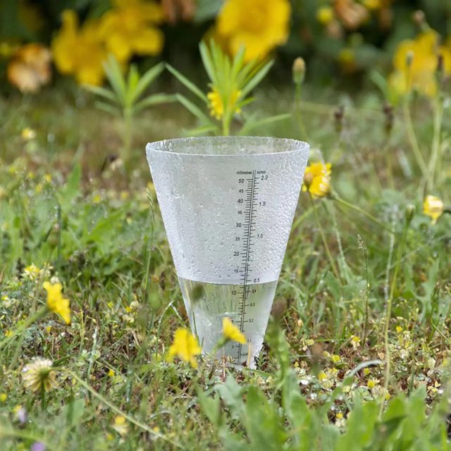 Medidor de lluvia cónico de 10*21,5 CM, medidor de lluvia, taza medidora de lluvia para jardín al aire libre con doble escala de plástico transparente TUNC Sencillez