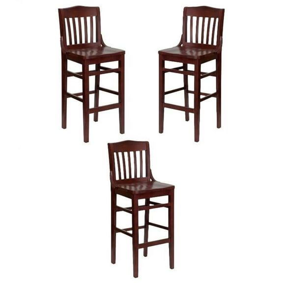 Home Square 30" School House Back Bar Stool - Set of 3