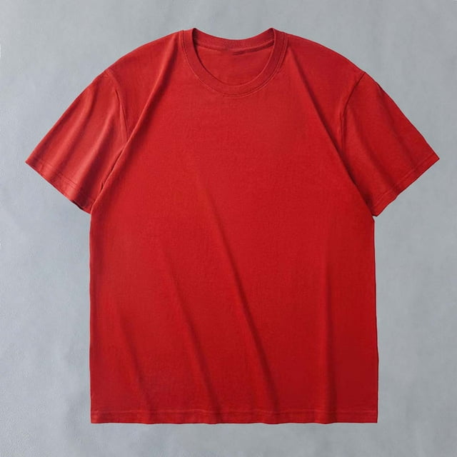 asjyhkr T-Shirts pour Hommes Coton Été 2025 Col Rond Manches Courtes Hauts Coupe Ample Confortables T-Shirts Unis