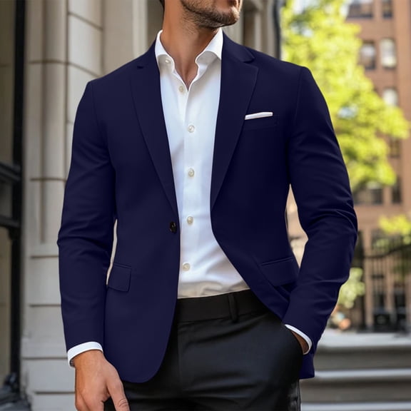 Dxzfnsa Mens Blazer Jackets Men Casual Solid Color Buttons Suit Jackets Lightweight Single Breasted Long Sleeve Business Coats