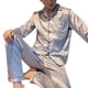 thumbnail image 2 of Conjunto de pijama de 2 piezas de seda sintética con un solo pecho y cárdigan de talla grande para hombre, ropa de dormir para el hogar., 2 of 7