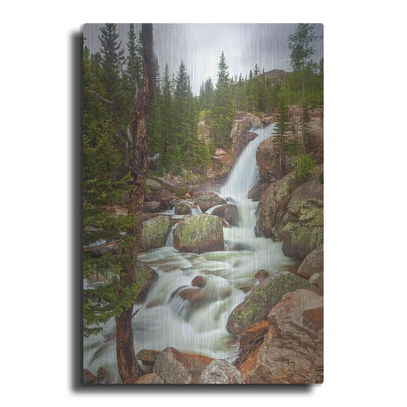 Luxe Metal Art 'Alberta Falls - Rocky Mountain National Park' by Darren White, Metal Wall Art, 16"x24"