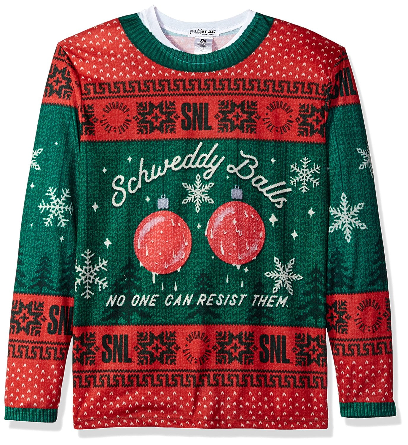 Creative Apparel Faux Real Mens SNL Schweddy Balls Xmas Sweater