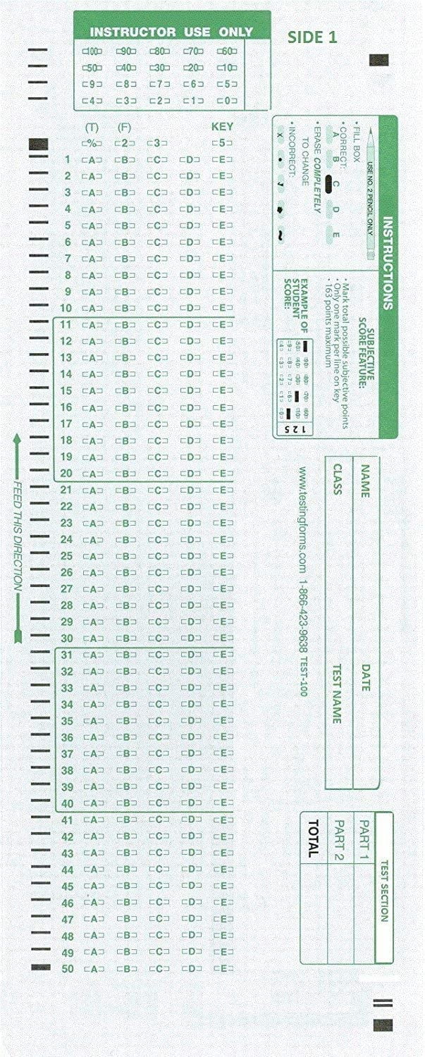 TEST-100E 882 E Compatible Testing Forms (100 Sheet Pack