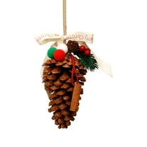 JeashCHAT Christmas Pinecone Ornaments, 5.51 Inch Large Pine Cones with Bow Red Berry Pine Needle, Christmas Tree Decorations Pinecone Hanging Pendant for Xmas Holiday Party