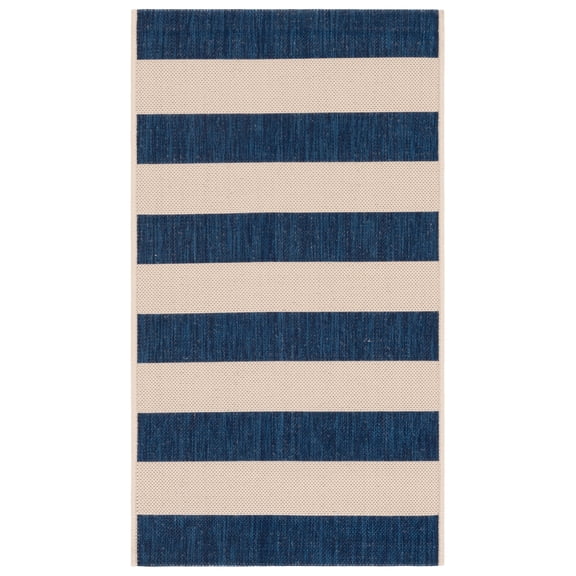 Safavieh Courtyard Ermintrude Striped Indoor/Outdoor Area Rug, Beige/Navy, 2' x 3'7"