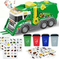 LINXUXIE Large Garbage Truck Toy Set, Kids Trash Truck with Sound, Light & Trash Bins, Birthday Gifts for Kids 3-5 5-8 8-12 Year Old