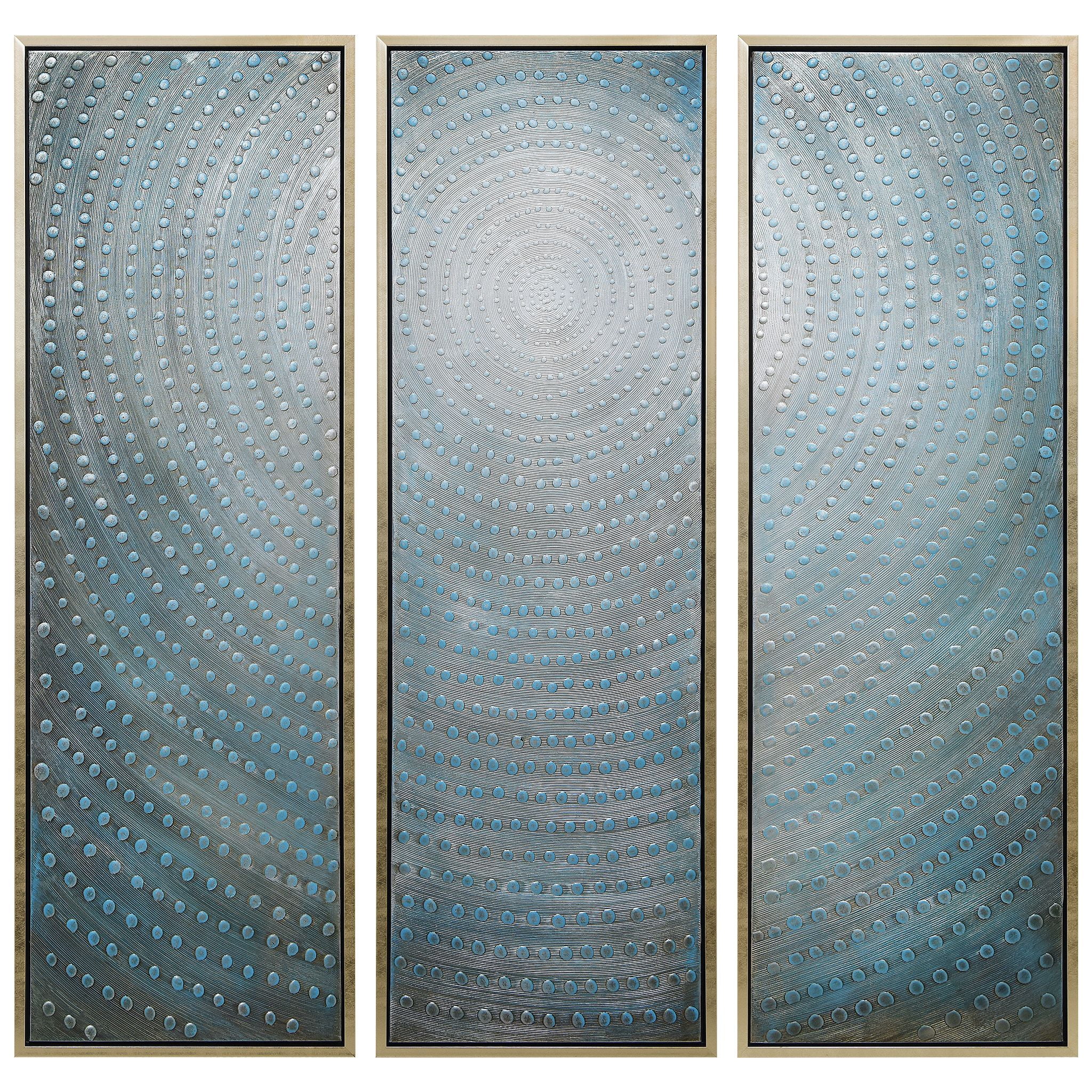 Empire Art Direct Concentric Textured Metallic Hand Painted Triptych Wall  Art, 60