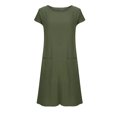 thumbnail image 3 of fatyb Womens Casual Dresses Summer Short Sleeve Pocket Dresses for Women Lightweight Plain Midi Dresses, 3 of 7
