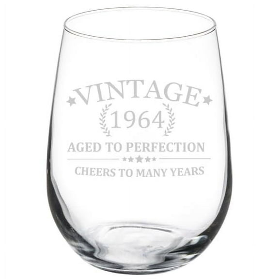 Wine Glass Goblet Gift Cheers 60th Birthday (17 oz Stemless)