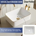thumbnail image 6 of 16 in. L x 12 in. W Rectangular White Bathroom Ceramic Vessel Sink with Gold Trim Single Bowl Faucet Not Included  DV-1V0366, 6 of 12