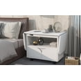 thumbnail image 4 of CLearance! Foldable Bedroom Nightstand with 2 Drawers,USB Charging Design,White, 4 of 9