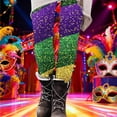 thumbnail image 4 of Hvot&aat Women Mardi Gras Leggings Stretch High Waisted Yoga Pants Sparkly Printed Carnival Party Pant, 4 of 5