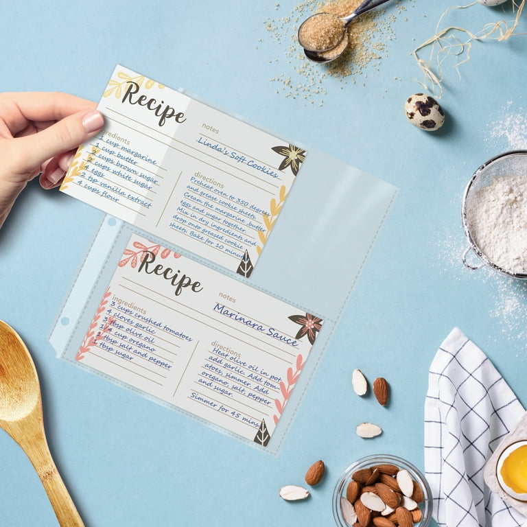 plastic sleeves for 4x6 recipe cards Amazon.com: 4x6 Recipe Card Protectors, 105 PACK Thick Recipe Card Covers  Clear with 56 Divider Labels, Plastic Recipe Card Sleeves 1 Pockets Per  Page Fit into 4 x 6 Recipe Box and