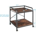 thumbnail image 3 of Under Desk Printer Stand, 20 Inches Deep Large Printer Table with Height Adjustable Storage Shelf, 2 Tier Rolling Printer Cart with Wheels for Home Office - Rustic Brown, 3 of 12