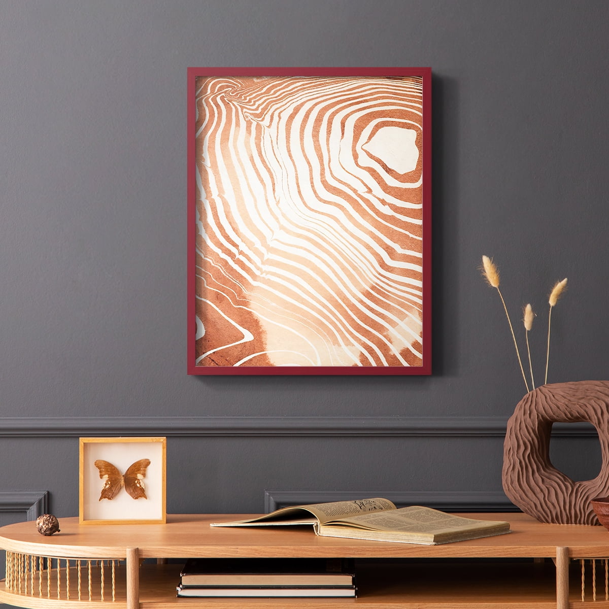 Wood Grain Suminagashi II Framed Print - Solid Wood in Single Picture Frame Solid Wood 2 Framed Print