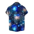 thumbnail image 6 of PNTUTB Fashionable Men's Firework Print Collared Button Down Casual Loose Comfort Short Sleeve Blouse, 6 of 6