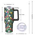 thumbnail image 2 of 40oz Pioneer Flower Floral Print Pattern Insulated Tumbler with Handle, BPA-Free Leak Proof Lid and Straws, Double Wall Vacuum, Hot 12h/Cold 34h, 2 of 6