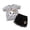 Grey, variant on shoper Adorable Big Eyed Cat Print Girls Two Piece Summer Casual Outfit Top and Shorts Set for Toddlers and Kids, Toddler Girls Clothes 3T