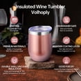 thumbnail image 3 of Neihepal 12oz Stainless Steel Wine Tumbler with Lid and Straw, Double Wall Vacuum Insulated Travel Cup, (Rose Gold,8 Set), 3 of 7