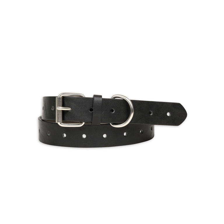 Time and Tru Faux Leather Roller Buckle Belt, Black photo 1