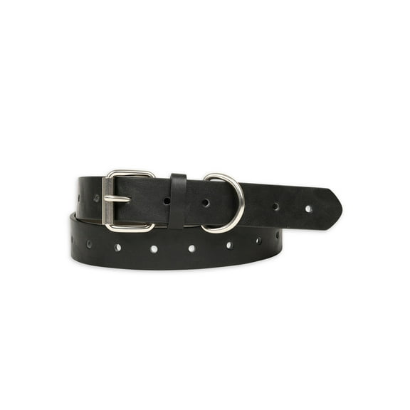 Time and Tru Women's Roller Buckle Faux Leather Belt, Black